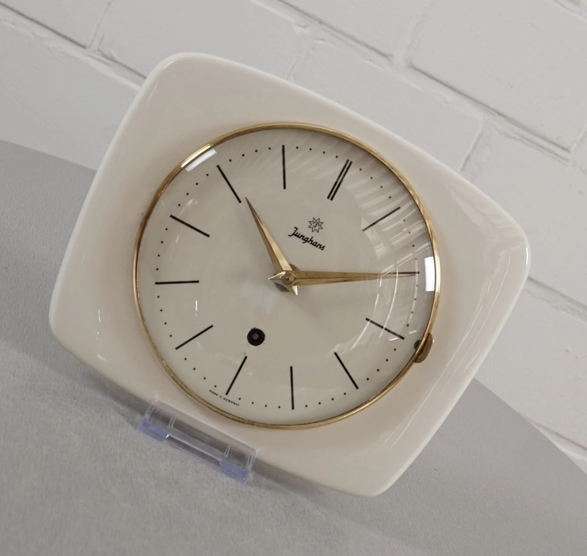 Horloge Murale Junghans Céramique Jaune - Mécanisme D'origine - Vintage