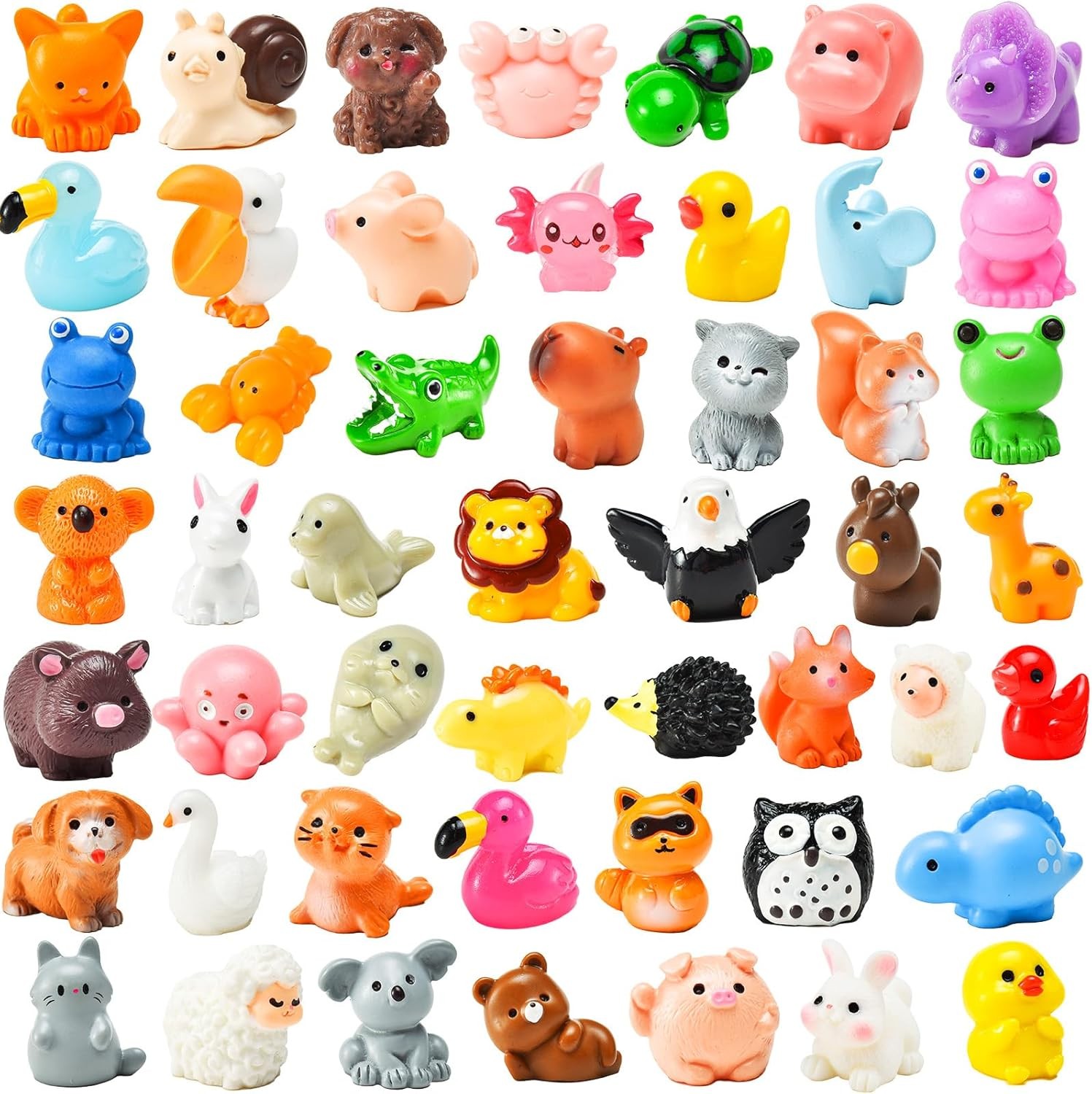 50 Pcs Mini Resin Animal Tiny Resin Animals Figurines Bulk Miniature Little to H