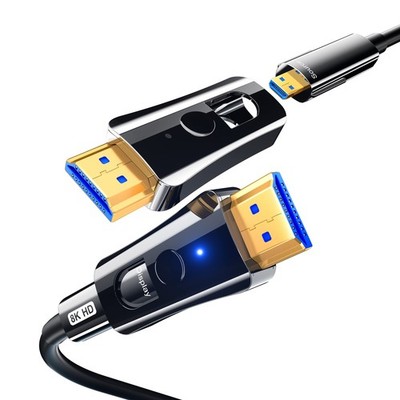 50Ft HDMI Cable Fiber Optic 8K 48Gbps, in Wall HDMI 2.1 Cord with Detachable ...