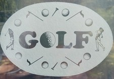 GOLF LOGO Window Decal 4"x6" OVAL Etched Glass Look Cling Removable Reusable 54