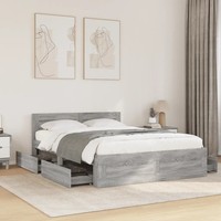 Bettgestell Mit Kopfteil Grau 120X190 Cm Holzwerkstoff Sonoma