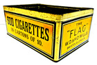 Antique Vtg Retail Tin 500 Cigarettes The "FLAG" WD & HO Wills Bristol & London