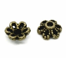 60 Beads Caps Flower Antique Bronze (Fits 8mm-12mm Beads) 6mm x 2.8mm