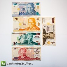 TURKEY: Set of 5 Turkish Lira Banknotes.