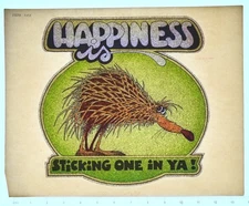 Original VINTAGE 1970s Heat Transfer | Happiness Is Sticking One In Ya Glitter