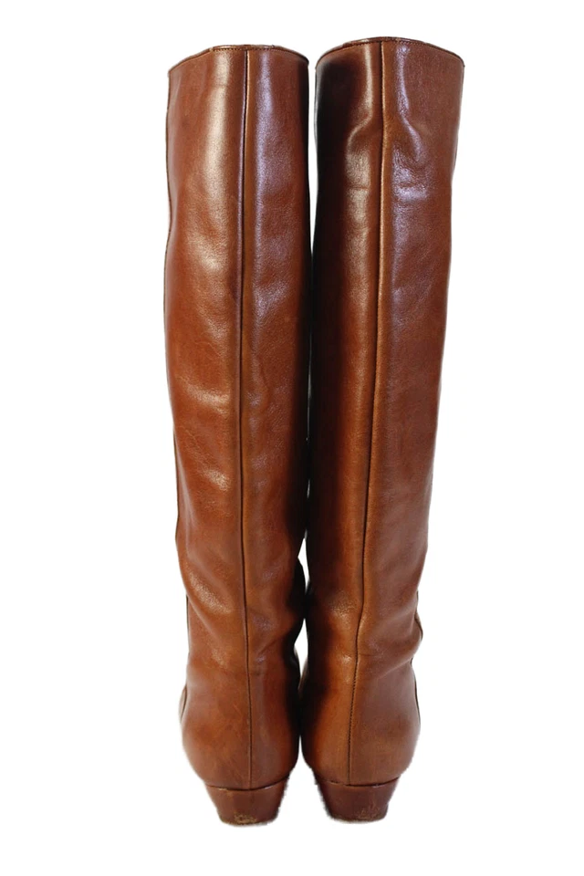 Botas Loeffler Randall para mujer de cuero hasta la rodilla con tacón de cuña marrón talla 8 Foto 3 de 4