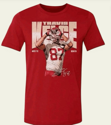 500 Level Officially Licensed Travis Kelce Heart Kansas City Chiefs T-Shirt Red