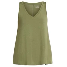 Time and Tru Womens High Low Tank Top Small 4-6 New with Tags Olive Green V Neck