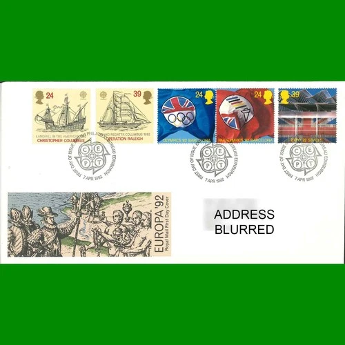 FDC Europa International Events Royal Mail First Day Cover Stamps, 7.4.1992 - Picture 1 of 3