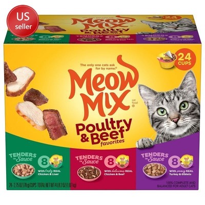 Meow Mix Tender with Liver, Turkey, Chicken Beef Wet Cat Food - 2.75oz/24ct