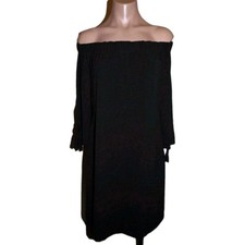 Vince Camuto Black Off The Shoulder Dress Size 6 Womens 3/4 Tie Sleeve