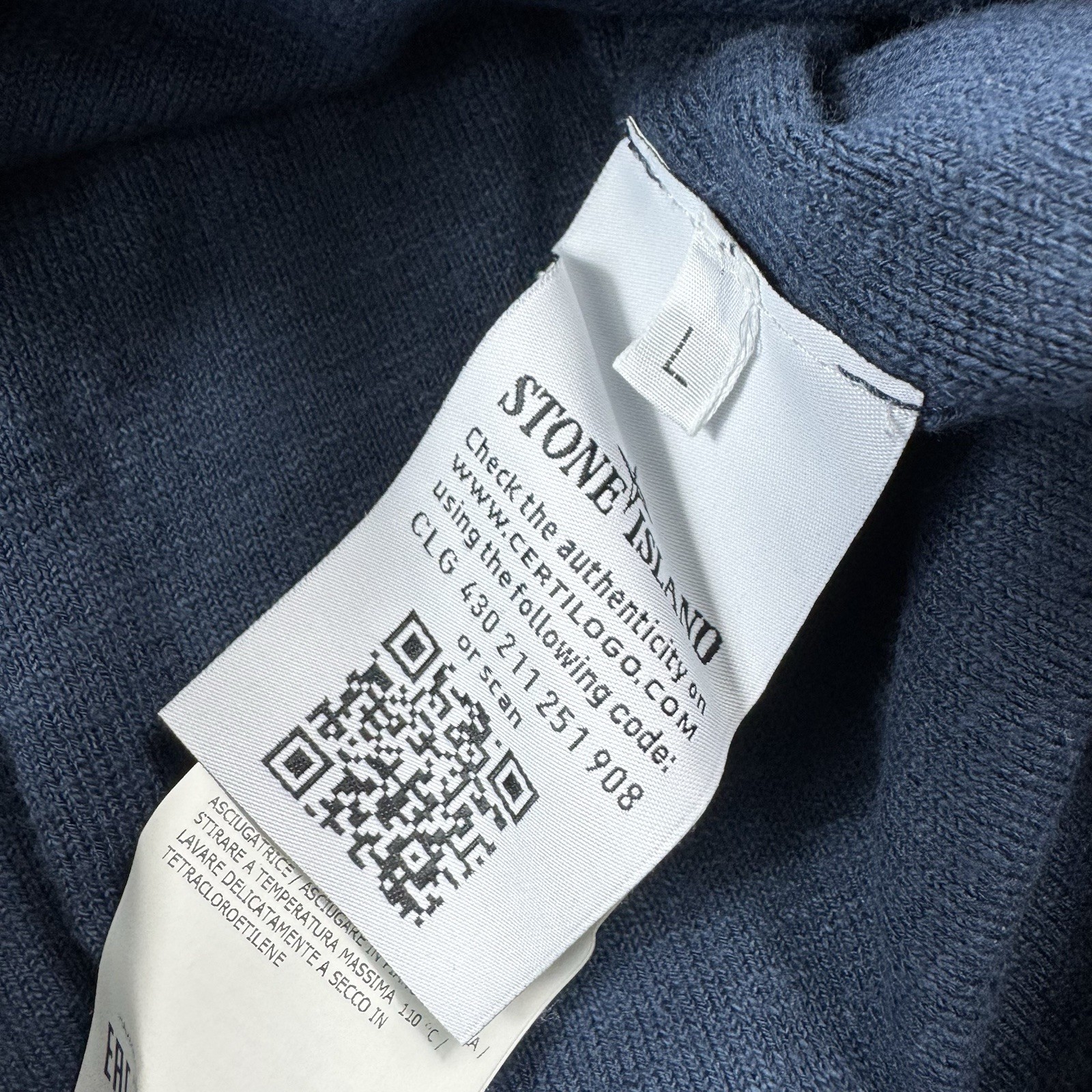 Stone Island Blue Hooded Full Zip Cotton Polyester Men’s Jacket Size Large - product detail image 3