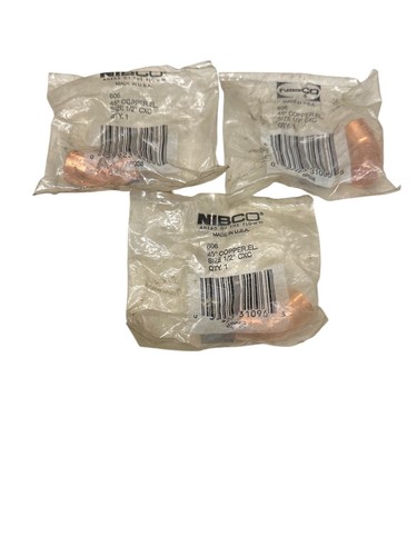 Nibco 606 1/2 CXC 45 Copper Elbow (LOT OF 3) ๐ฅ Fast Shipping ๐ฅ