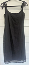 Ralph Lauren 90s Black Slip Dress Tie Strap Minimalist Midi Dress M