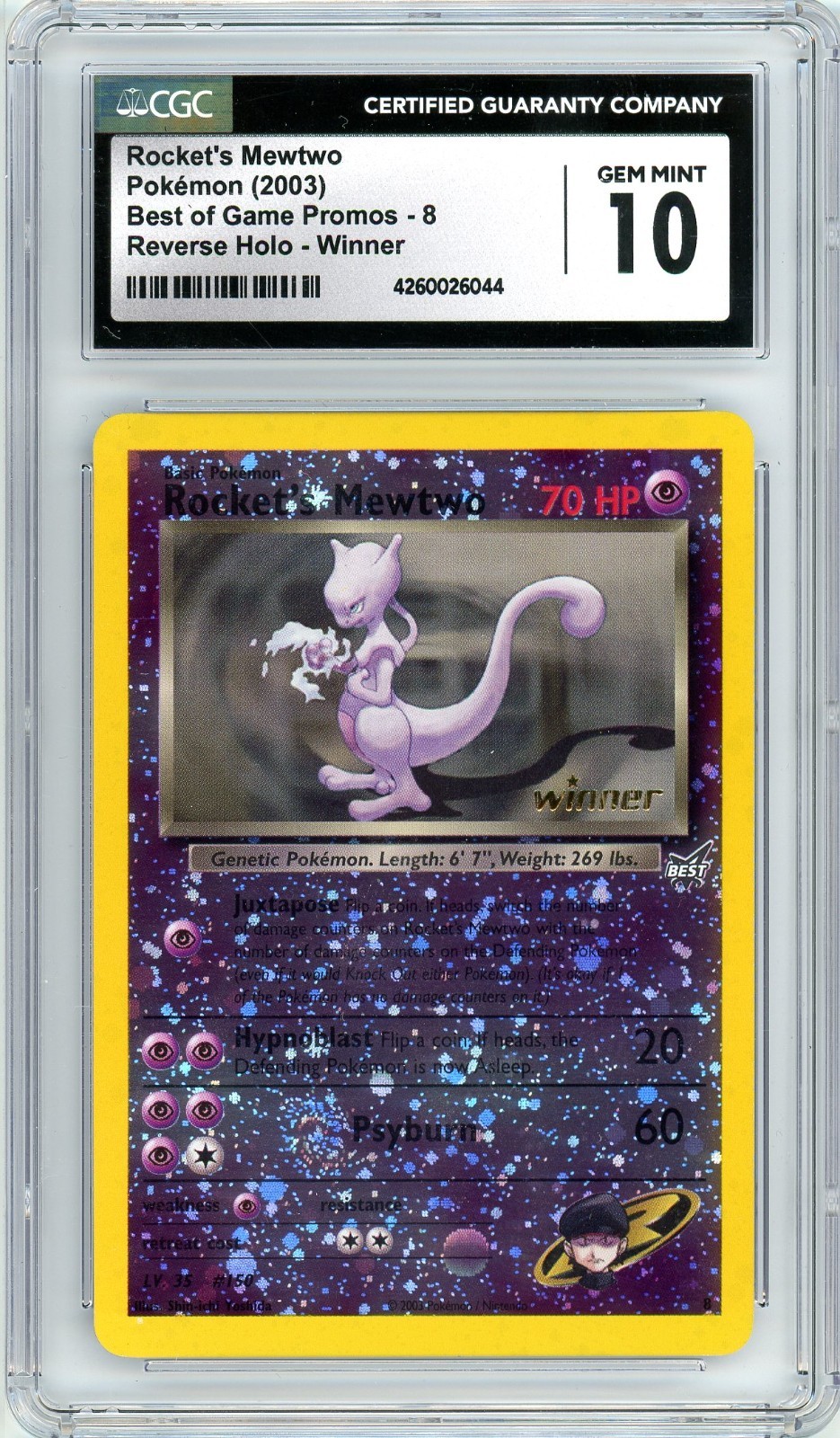 Pokemon Rocket's Mewtwo #8 Best of Game Promo Winner Stamp CGC 10 Gem Mint