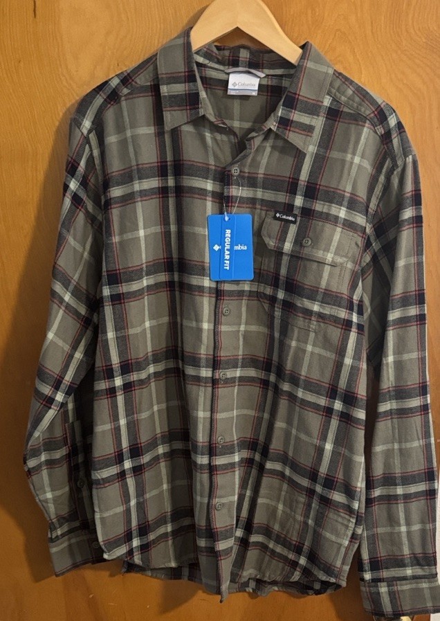 Columbia Flannel Shirt Mens Medium Green Plaid
