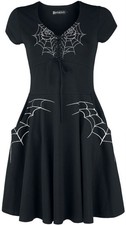 Rockabella Kurzes Kleid Damen Black Widow Dress schwarz/weiß Gothic, Rockwear