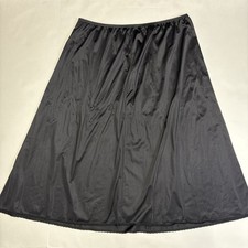 Vanity Fair Black Half Slip Womens XL Satin Glance Nylon Style 11811 Lace Trim