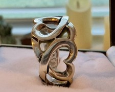 Vintage   Open HEARTS Heart Sterling SILVER Wide Band RING 6.5 - 7.0