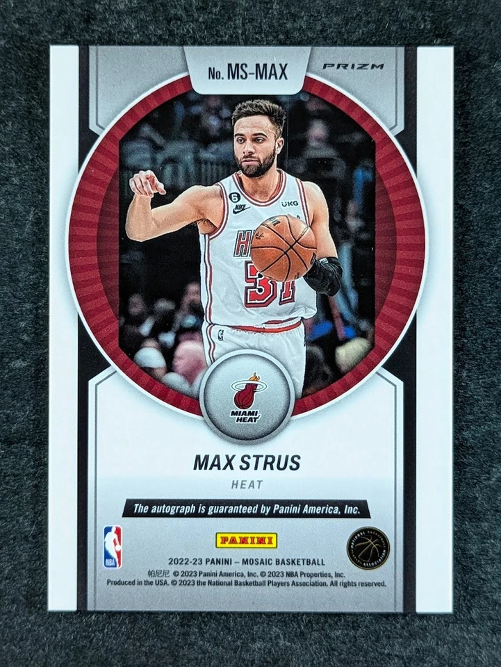 2022-23 Panini Mosaic MAX STRUS Auto Green Ice Prizm Miami Heat #MS-MAX - Image 2 of 3