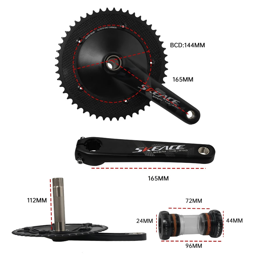 Fixed Gear Track Bicycle Hollow tech Carbon Crankset 49T