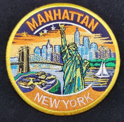 Manhattan New York Embroidered Patch Iron On Sew On NYC Statue Skyline Appr3.75''