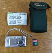 Canon PowerShot A420 4 MP Digital Camera Silver + SD Card & Case TESTED