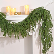 Christmas Garland, 6FT Real Touch Norfolk Pine Garland, Cedar Garland Christmas