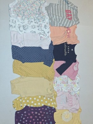 Baby Girl Clothes Bodysuits Lot 0-3M 15 Pc Long Sleeve, Short Sleeve