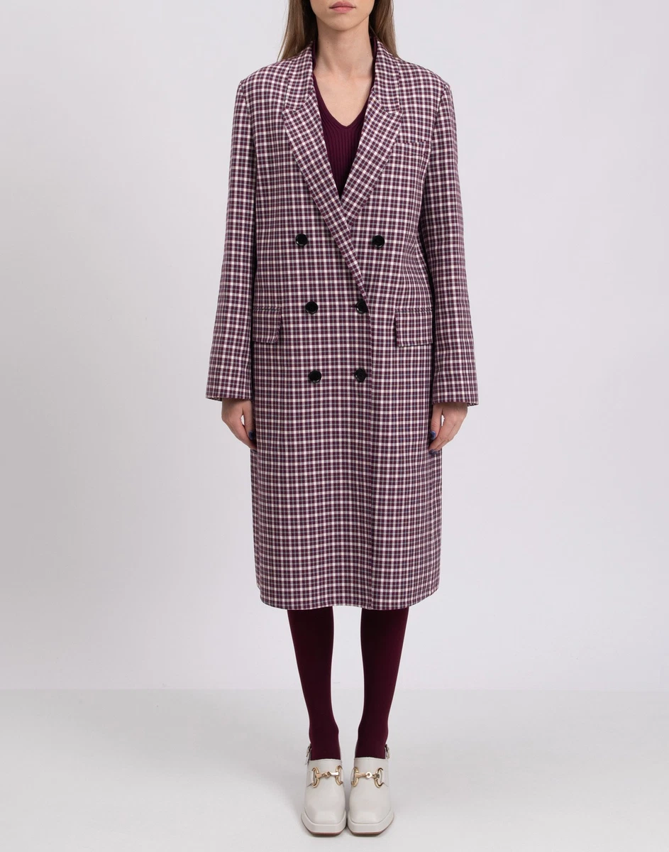 PVP €2990 BURBERRY Abrigo Doble Pecho UK14 US12 IT46 L-XL Cuello Solapa Tartán