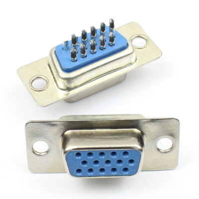 50Pcs HD D-SUB 15 Pin Female Solder Type Connector Socket Adapter 3 Rows DB15F