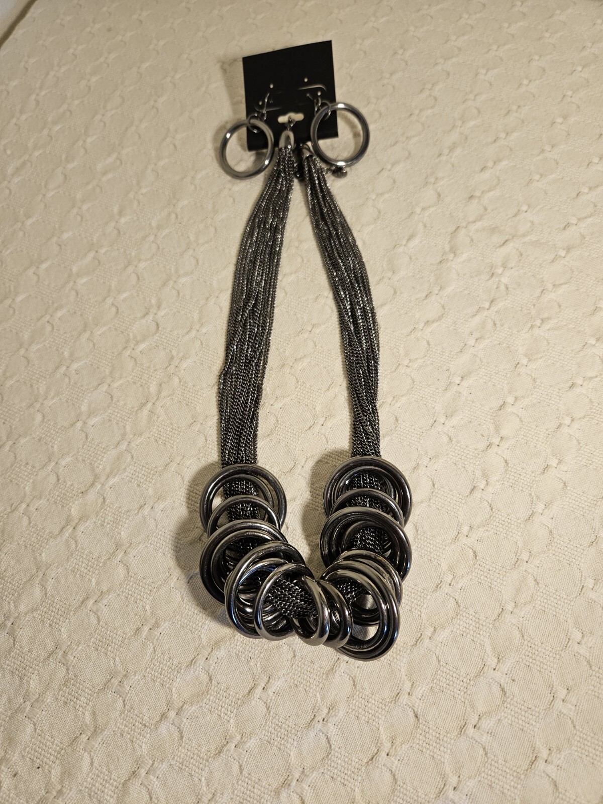 Multi Chain Gunmetal 18" Multiple Statement Neckl… - image 1