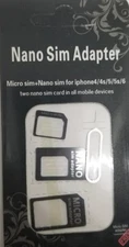 Nano to Micro/Standard SIM Card Adapter Converter Set for Samsung iPhone. White