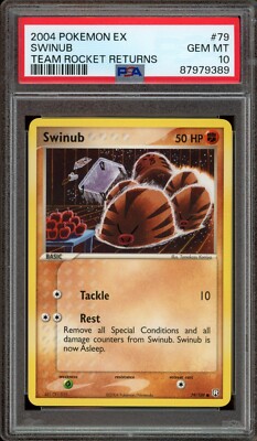 Pokemon PSA 10 Gem Mint EX Team Rocket Returns Swinub 79/109 Pokemon PSA 10 Gem Mint EX Team Rocket Returns Swinub 79/109