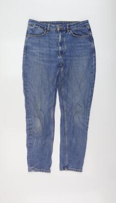 Esprit Damen Mom Jeans blau Baumwolle Größe 28 in L27 mit normalem Knopf