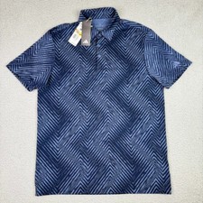 Adidas Golf Shirt Mens Medium Blue Ultimate365 All Over Print Polo NWT Stretch