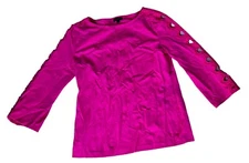 Talbots Blouse Top Shirt Women's Size Extra Small Pink 3/4 Sleeve Cotton Blend