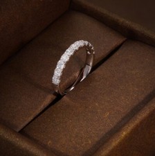 Moissanite Half Eternity Wedding Band Solid 14K White Gold 0.80 TCW Round Cut