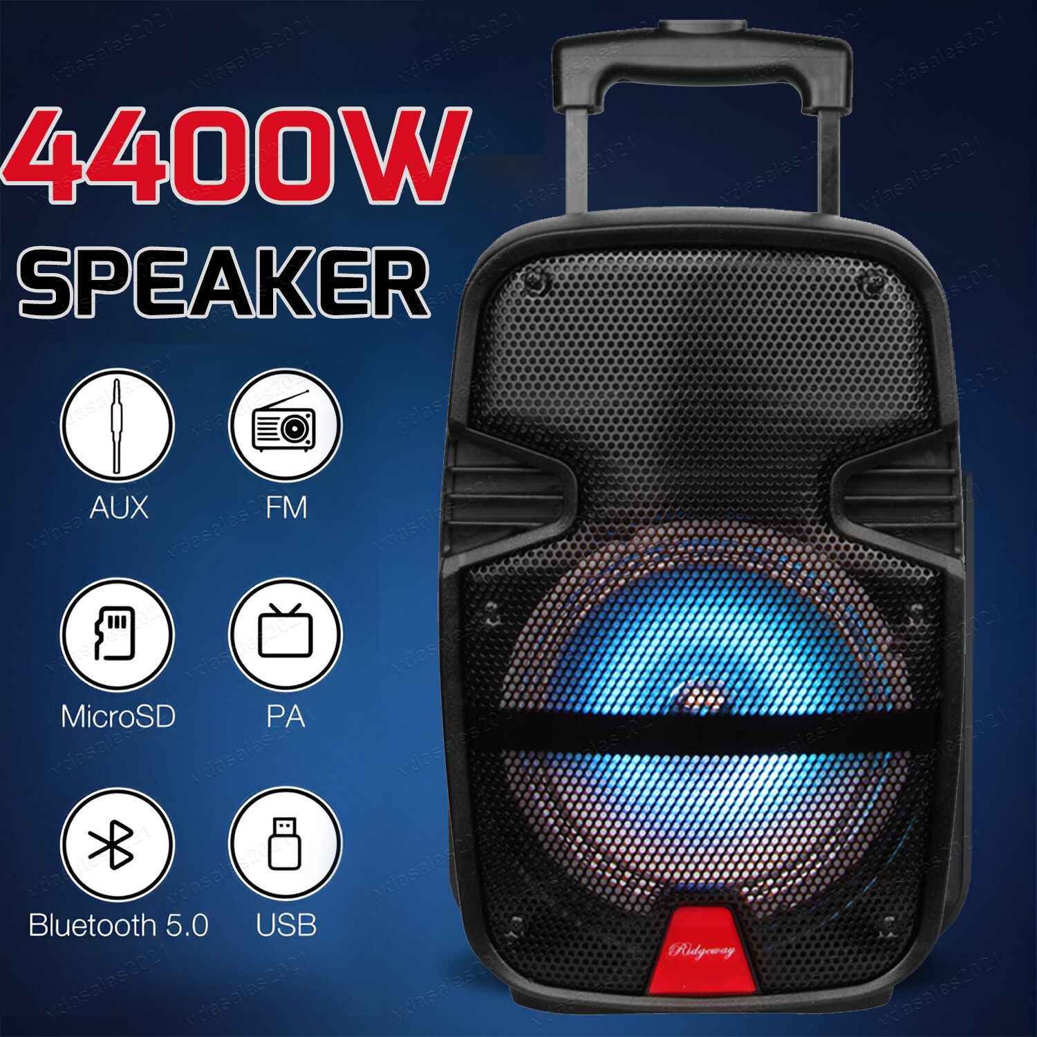 4400W Powerful Portable Bluetooth Speaker with Heavy Bass Subwoofer Party Sound System & Mic