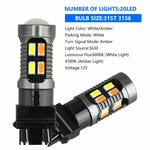 4X 3157 3156 LED Turn Signal DRL Light Bulbs Switchback 4157na 3457a White Amber - Picture 12 of 13