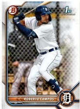 Roberto Campos Detroit Tigers 2022 Bowman Prospects 1st Bowman Card