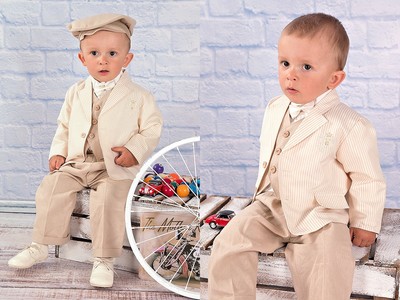 ABITO VESTITO beige lino CERIMONIA PAGGETTO battesimo tg 116 (6-7 anni) cd  328 | eBay