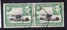 KUT GVI 1949 SG135a 10c variety mountain retouch in pair with normal f/u cat£150