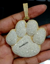 3ct Simulated Diamond Christmas Gift 4 Mens "DOG PAW" Pendant FREE CROSS GIFT