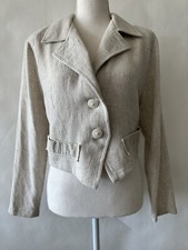 VINTAGE BEIGE TWEED CROPPED JACKET BLAZER SZ 0 CLASSY INDIE