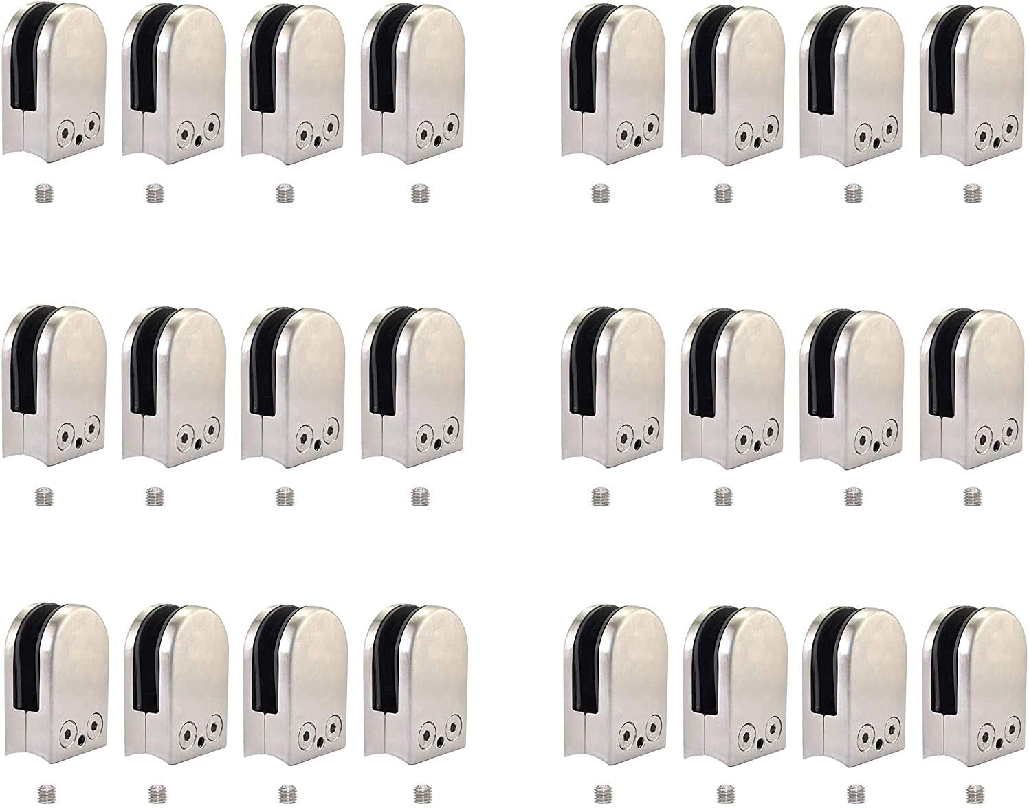 24PCS Stainless Steel Glass Clamp 6-8Mm Glass Clamps Adjustable Glass Bracket fo