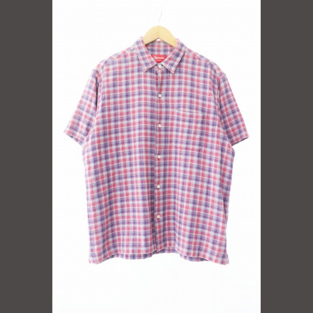 Supreme 22SS Plaid Back Logo Check Short Sleeve Shirt M Red 