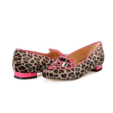 Charlotte Olympia Girls "INCY PRETTY IN PINK KITTY" Leather Ballet Flats Shoes
