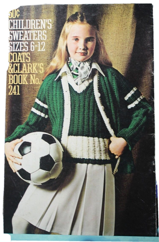 Coats & Clark 241 CHILD SWEATERS sz 6-12 1974 knit crochet pattern booklet VTG - Picture 2 of 6