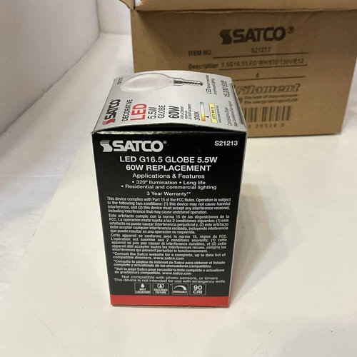 Satco S21213 5.5w G16.5 Globe LED 3000K Candelabra Base Dimmable - 60w (1 Bulb) - Picture 4 of 8